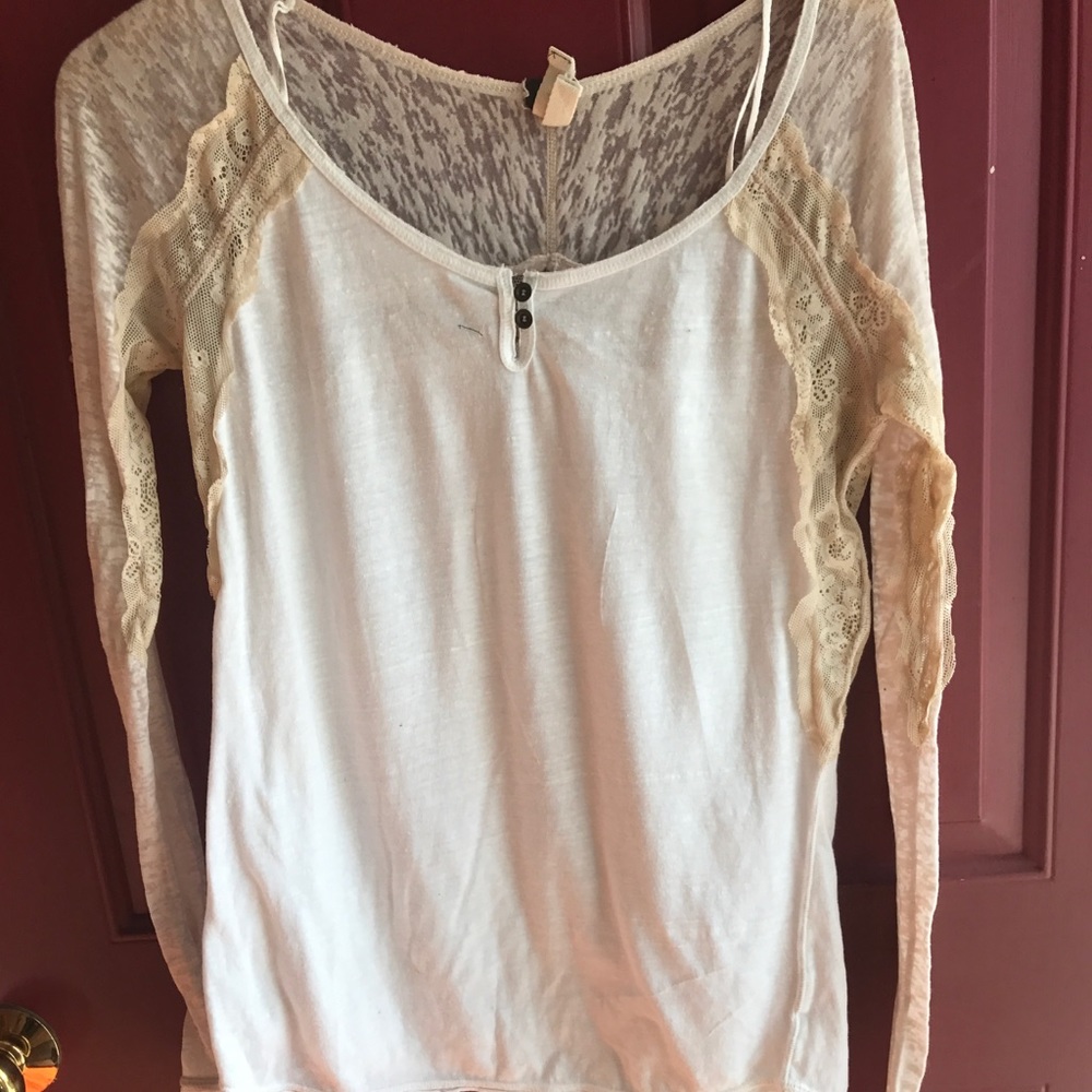 Free People Long Sleeve Shirt With Lace